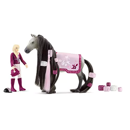 schleich HORSE CLUB 42584 Sofia's Beauties 18-Teiliges Pferde-Beauty-Set - Reiterin Sofia und Pferd mit Mähne und Schweif zum Striegeln plus Zubehör