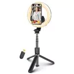 Selfie Ringlicht 6.3'' Ringleuchte mit Stativ Handyhalter Fernbedienung 3 Lichtmodi + 3 Helligkeitsstufen tragbares LED-Ringlicht für iPhone Samsung