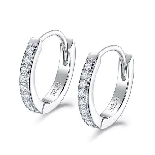 Shuxin Creolen Silber Damen Ohrringe, 925 Sterling Silber Creolen mit AAA Zirkonia