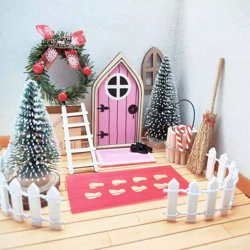 SILARLAIT Wichteltür Zubehör Weihnachten, 17-TLG Wichteltür Weihnachtsset Weihnachtsdeko