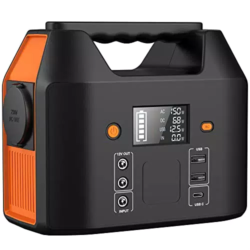 SinKeu Tragbare Powerstation 99Wh, 150W Solar Generatoren Akku mit 230V AC/Car Lighter Port/USB Ausgabe