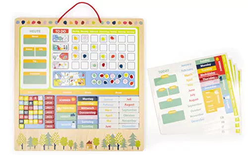 small foot Wochenplaner magnetisch "Educate", Lerntafel aus FSC100%-Zertifiziertem Holz