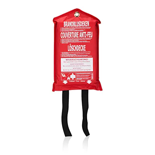 Smartwares 10.014.60 Feuerlöschdecke 100 x 100 cm Glasfasertuch zur ersten Hilfe inkl. Schutztasche mit Öse zur Aufhängung nach EN1869:1997
