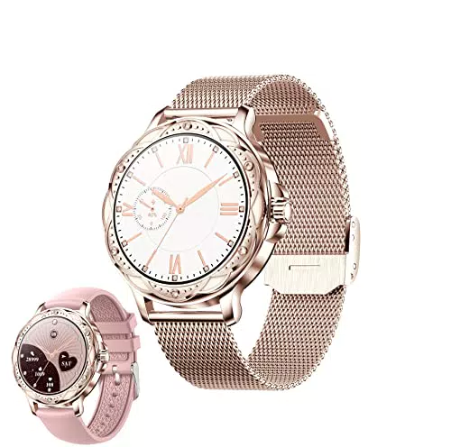 Smartwatch mit Anruffunktion, IP67 wasserdichte Fitnessuhr mit Telefonfunktion Blutdruck Herzfrequenz SpO2 Schlaftracker Sprachsteuerung