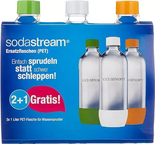 SodaStream Aktions-Set Pet-Flaschen 2+1, 3x 1L, aus bruchfestem kristallklarem PET in den Farben Weiß