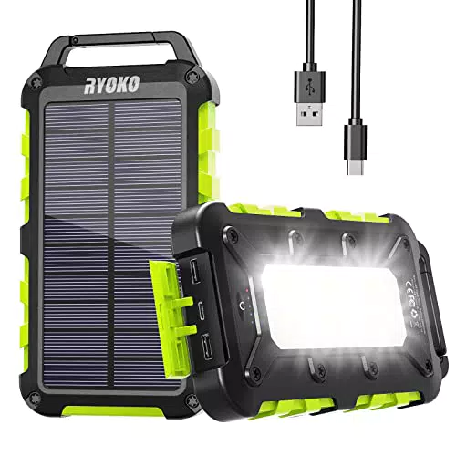 Solar Powerbank 20000 mAh, PD 15W Tragbare USB C Solar Ladegerät mit 3 Ausgänge 2 Eingänge