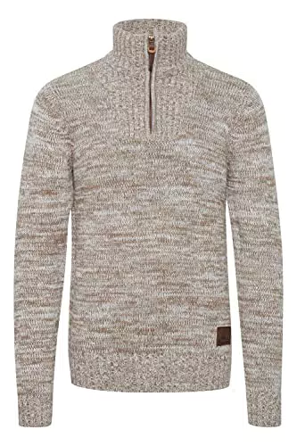 !Solid Philostrate Herren Strickpullover Troyer Grobstrick Pullover Aus 100% Baumwolle Mit Reißverschluss