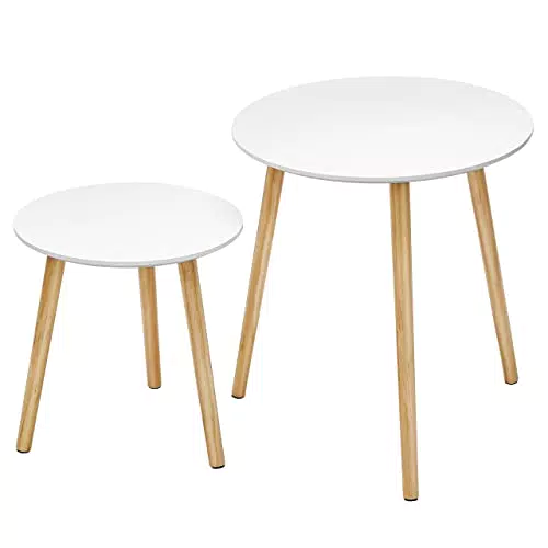 SONGMICS Beistelltisch-Set rund, 2 Moderne Sofatische