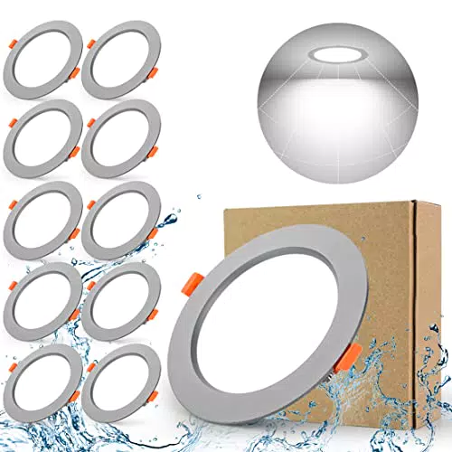 SPAHER Einbaustrahler LED Einbauleuchten Einbauspots Grau Deckenspots Led Spots 10er Ultra Flach 9W 230V IP44