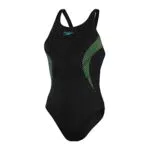 Speedo Placement Muscleback Badeanzug für Damen, Schwarz/Blau