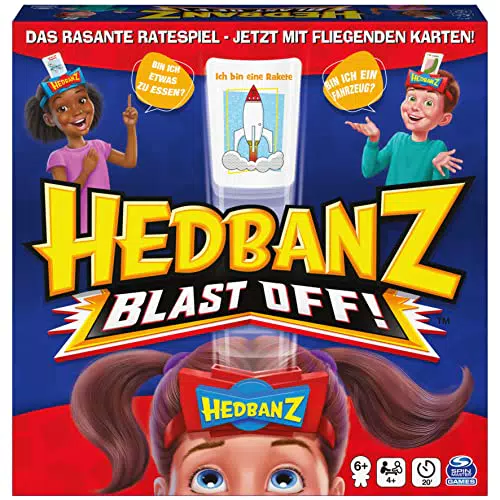 Spin Master Games - Hedbanz - Blast Off, Familien-Ratespiel mit fliegenden Karten - für 2 Teams bzw. 4 und mehr Spieler ab 6 Jahren