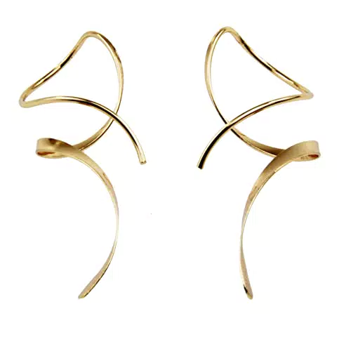 Spiraldraht-Ohrringe für Frauen, 14 Karat Gold, handgebogen