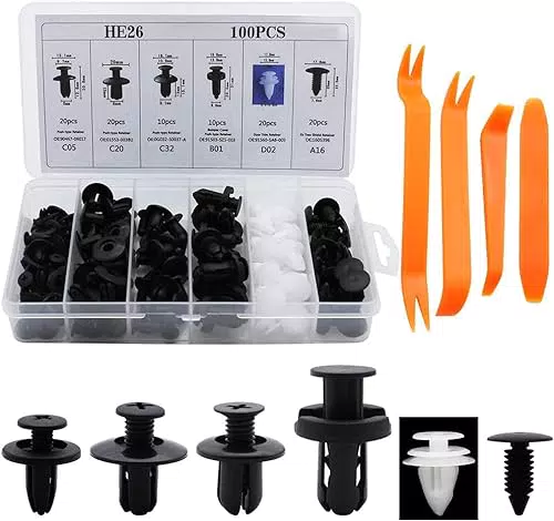 SPTwj Stoßstangen Befestigung Clips Klammern Stoßstangen Universal Türverkleidung Auto Befestigung Clips Set （100pcs Befestigung Clips/4pcs Lösewerkzeug）