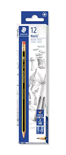 STAEDTLER Bleistifte mit Radiergummi Noris, Härtegrad HB