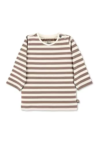 Sterntaler Baby Jungen Langarmshirt Baby GOTS Langarm-Shirt gestreift - Baby Shirt Langarm - mit Esel Stickerei und Knopf - braun