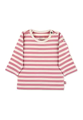 Sterntaler Baby Mädchen Langarmshirt Baby GOTS Langarm-Shirt gestreift - Baby Shirt Langarm - mit Esel Stickerei und Knopf - rosa