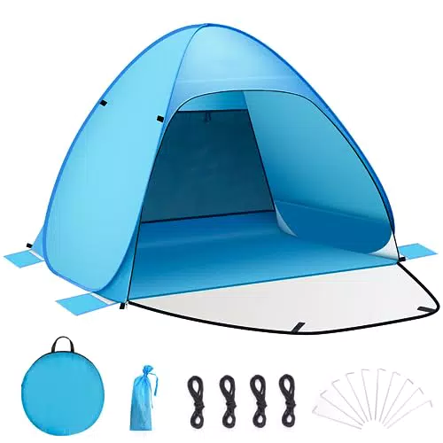 Strandmuschel, Pop Up Zelt Instant L /S Personen Strandzelt Automatisches Strand Camping Zelt UV50+ Schutz Perfekt für Familie Strand Camping