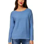 STREET ONE Damen A302025 Strickpullover, Dazzling Blue Melange