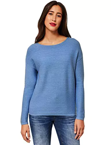 STREET ONE Damen A302025 Strickpullover, Dazzling Blue Melange