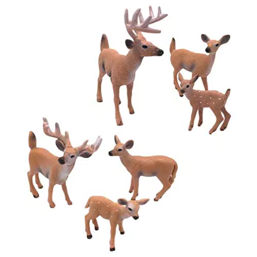 SUPVOX 6 Stück Weißschwanz-Figuren Kuchen Topper Hirsch Spielzeug Figur Feengarten Miniatur Waldtiere Figuren