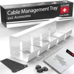 SUSANI Kabelkanal Schreibtisch Kabelkanal Weiß Extra lang 42x12x11 Kabelmanagement Schreibtisch für Organisation und Ordnung am ArbeitsplatzInkl. Zubehör