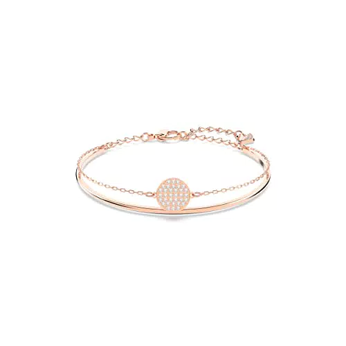 Swarovski Ginger Armreif, Weiss, Roségold-Legierungsschicht