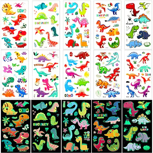 Tattoo Kinder Dinosaurier, 10 Blätter Hautfreundliche Kindertattoos
