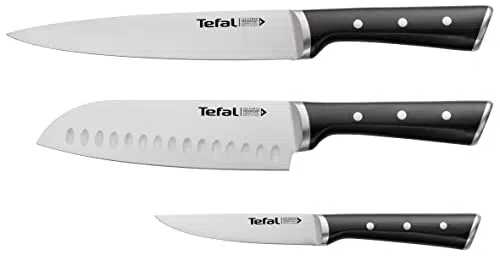 Tefal K232S3 Ice Force 3er Set, Fleisch-, Santoku- und Universalmesser
