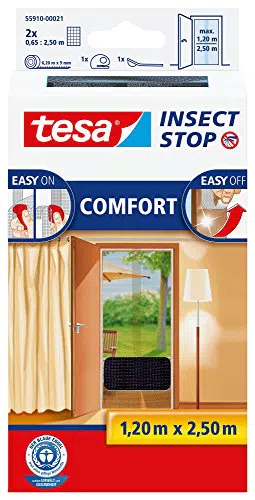 tesa Insect Stop COMFORT Fliegengitter für Türen - Insektenschutz Tür mit Klettband - Fliegen Netz ohne Bohren