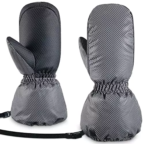 ThxToms Kinder Ski Handschuhe| Optische Reflektierend Winter Skihandschuhe| PU Palme Fäustlinge| Winddicht Wasserdicht Warm Fleece -15℃| Snowboard Skifahren| Jungen Mädchen 413 Jahre alt