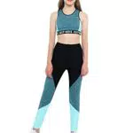 TiaoBug Mädchen Sport BH Jogginghose Sport Leggings Yoga Hose Trainingshose Sport Bustier ohne Bügel Yoga Fitness Training Bekleidung Set Grün Farbblock 170-176
