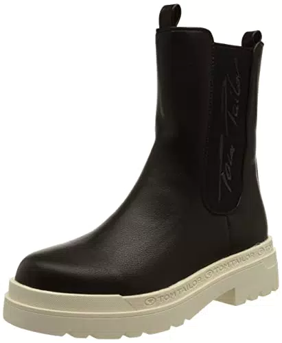 Tom Tailor Damen 4294004 Chelsea-Stiefel, Black