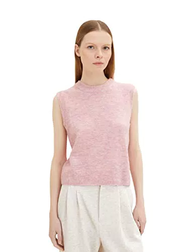 TOM TAILOR Denim Damen Basic Pullunder 1033059, 30374 - Soft Pink Melange