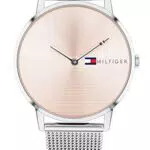 Tommy Hilfiger Analog Quarzuhr für Damen mit Silbernes Edelstahl-Mesh-Gliederarmband - 1781970