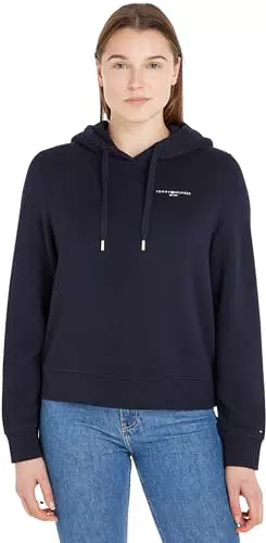 Tommy Hilfiger Damen Hoodie Logo mit Kapuze, Blau