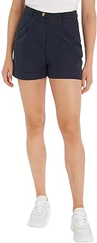 Tommy Hilfiger Damen Shorts Cotton Kurz, Blau, 36
