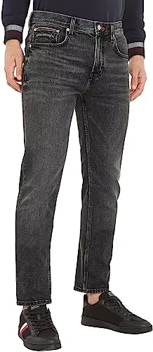 Tommy Hilfiger Herren Jeans Straight Grey Stretch, Grau