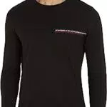 Tommy Hilfiger Herren Langarmshirt Baumwolle, Schwarz