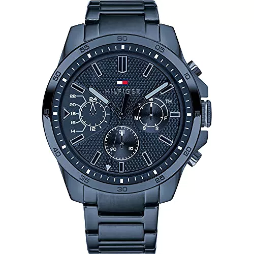 Tommy Hilfiger Multi Zifferblatt Quarz Uhr für Herren mit Blaues Edelstahlarmband - 1791560