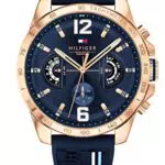 Tommy Hilfiger Multi Zifferblatt Quarz Uhr für Herren mit Marinblaues Silikonarmband - 1791474