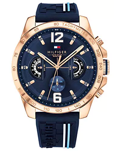 Tommy Hilfiger Multi Zifferblatt Quarz Uhr für Herren mit Marinblaues Silikonarmband - 1791474