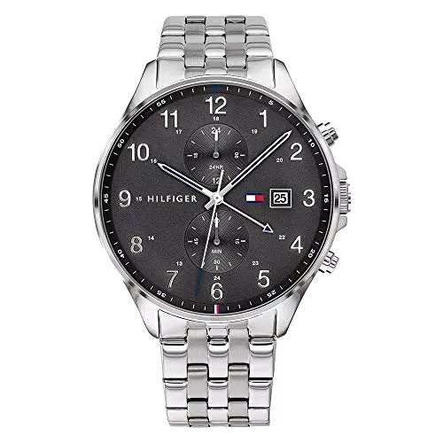 Tommy Hilfiger Multi Zifferblatt Quarz Uhr für Herren mit Silbernes Edelstahlarmband - 1791707