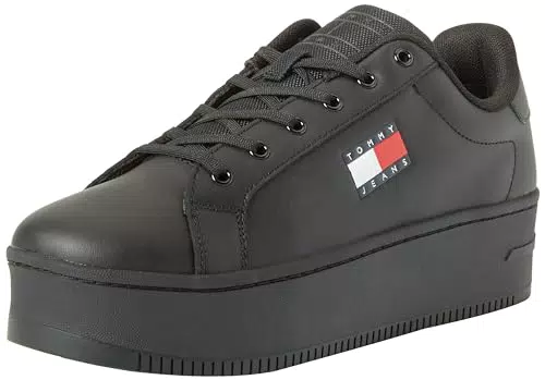 Tommy Jeans Damen Cupsole Sneaker Flatform Plateau, Schwarz