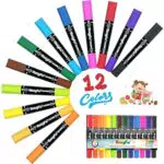 TongFu 12 Permanent Marker Set, Schnell Trocknende Dual Tip Marker Stifte Set