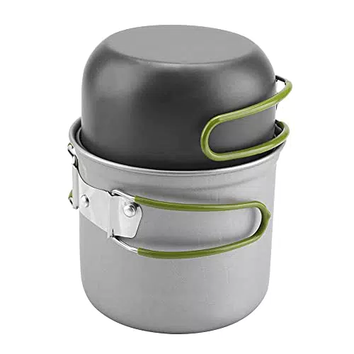 TOPINCN Camping Kochgeschirr 2 Teile/Satz Tragbare Aluminium Töpfe für Outdoor BBQ Reise Backpacking Wandern Picknick Kochen mit Klappgriff
