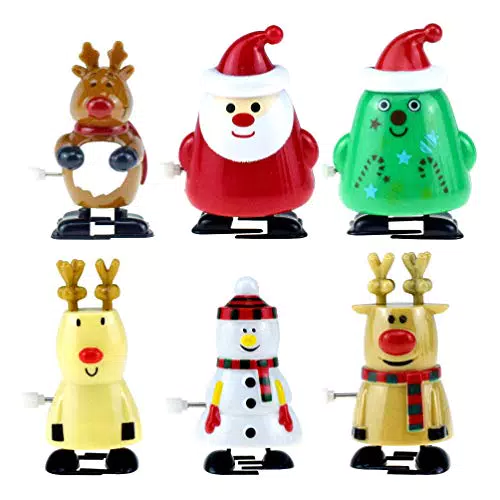 Toyvian 6 Stücke Aufziehspielzeug Rentier Pinguin Schneemann Weihnachtsmann Figur Aufziehfigur Weihnachten Deko Figuren Uhrwerk Spielzeug Geschenk für Baby Kinder Lustiges Spielzeug