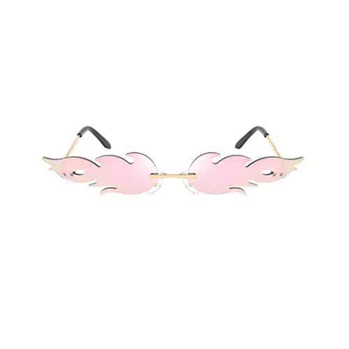 Toyvian Frauen Feuer Flamme Sonnenbrillen Randlos Welle Sommer Brillen Neuheit Brillen Narrow Sunglasses Bar Pool Summer Hawaii Strand Party Kostüme Schmuck für Männer Damen Rosa