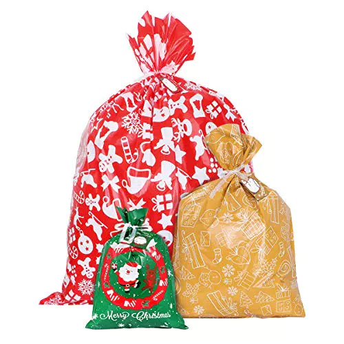 Toyvian Geschenkverpackung Taschen Geschenktaschen für Weihnachten Geschenkbeutel mit Band Krawatten für Xmas Party Süßigkeiten Spielzeug Packung