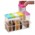 Transparente Gewürzbox aus Kunststoff, 6 Stück, Gewürzgläser