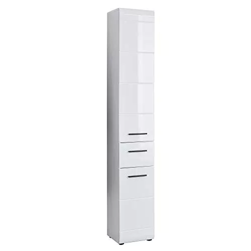 trendteam smart living - Hochschrank Schrank - Badezimmer - Skin - Aufbaumaß 30 x 182 x 31 cm - Farbe Weiß Hochglanz - 111610101